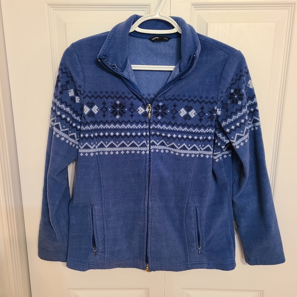 🌟Snowflake Blue Fleece Zippered Jacket Size Small - Picture 1 of 9